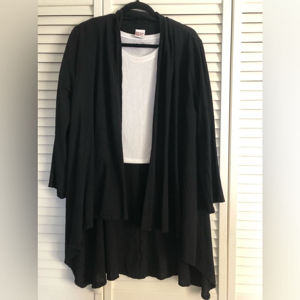 Oh My Gauze jacket, tuxedo style-30inch front rounds to 36 inch length back.